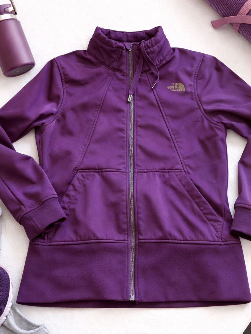The North Face Full Zip Hoodie Women L Purple Fleece Lined Athleisure in EUC - Picture 1 of 8